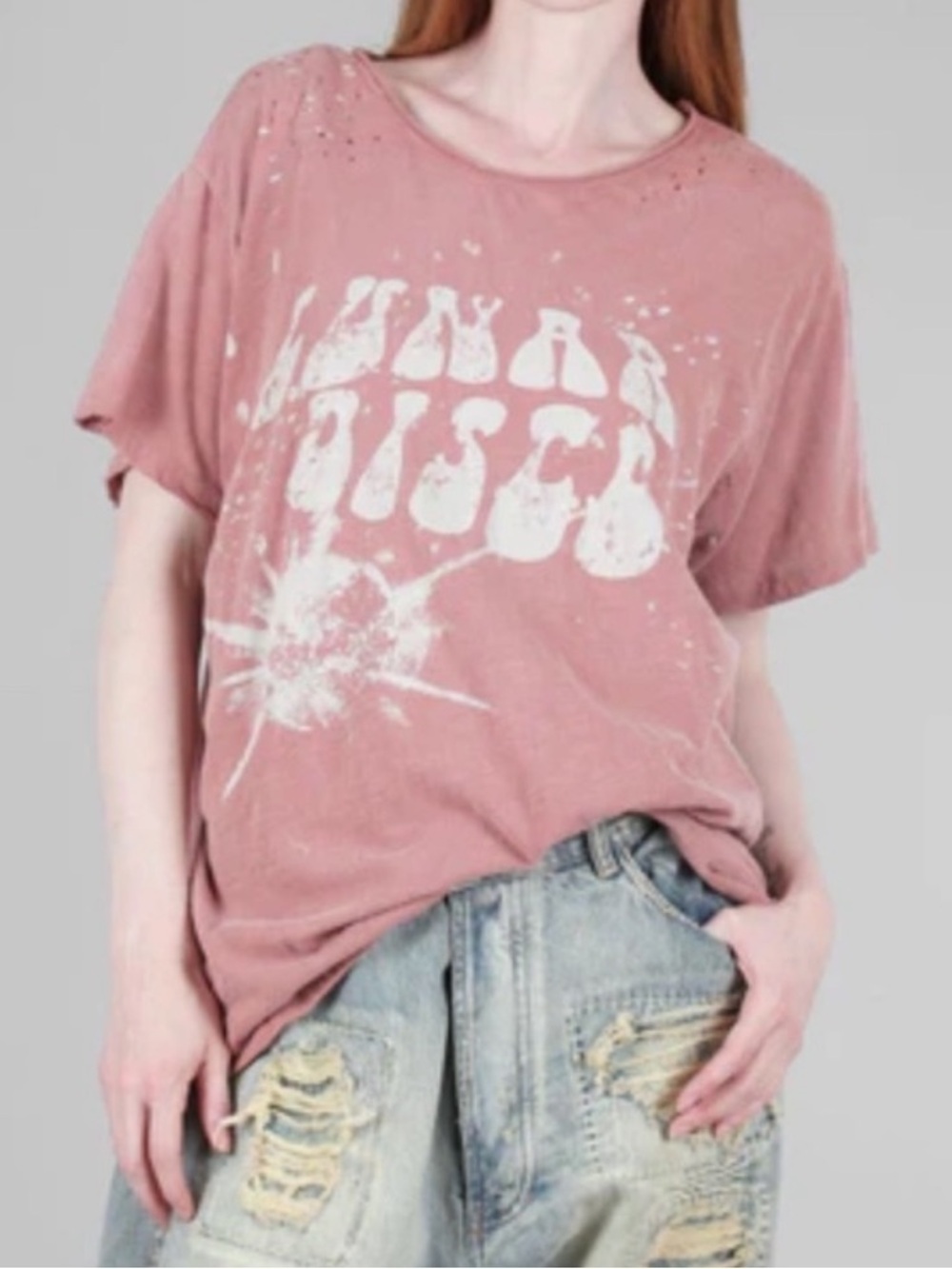 Magnolia pearl lunar disco top distressed cotton short sleeve t shirt boyfriend